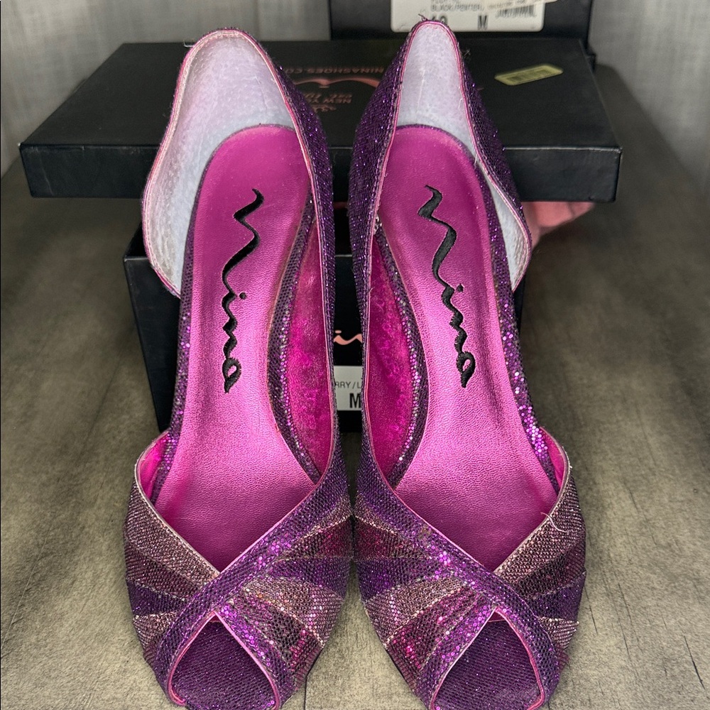 Nina Women's Pink and Purple Glitter Heels